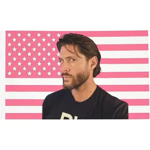Jensen Ackles American Flag  supernaturalpower Gift Dean Winchester For Fan Pink USA Flags tapestry Poster for Wall Bedroom Living Room Hanging