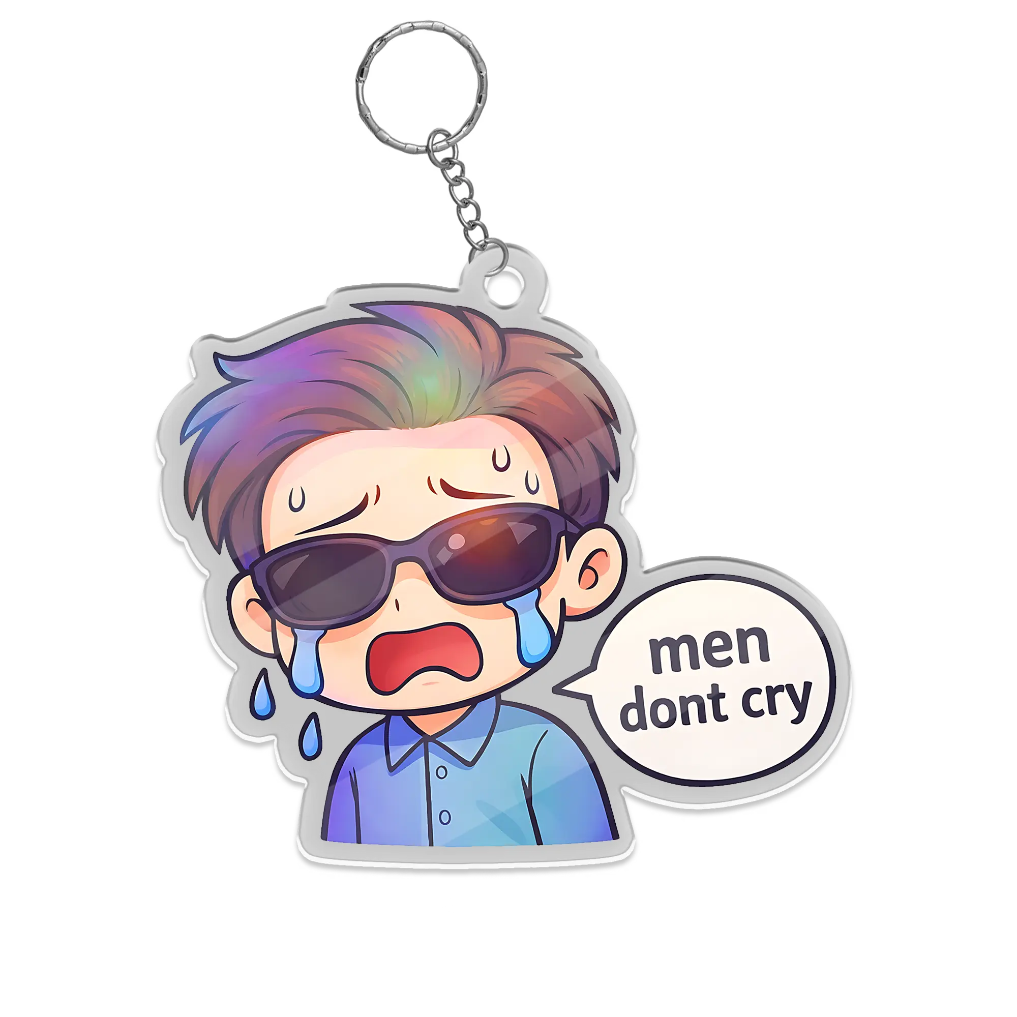 Hot Wing Reaction Keychain, From Yum to AAH Funny Keyring, Cute Crying Laughing Cartoon Charm
