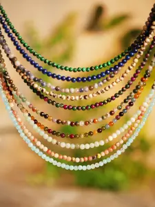 1PC Fashion 4mm Tiny Natural Stone Choker Necklace for Women Colorful Tourmaline Beaded Necklace Women Gemstone Jewelry