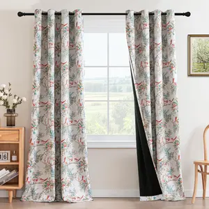Blackout Floral Curtains 84 inch Length 2 Panels  Curtains Patterned Printed Thermal Insulated Curtain for Living Room Bedroom Window  Grommet Drapes, Teal/Rust
