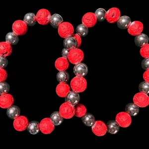 Red scented lava stone and hematite