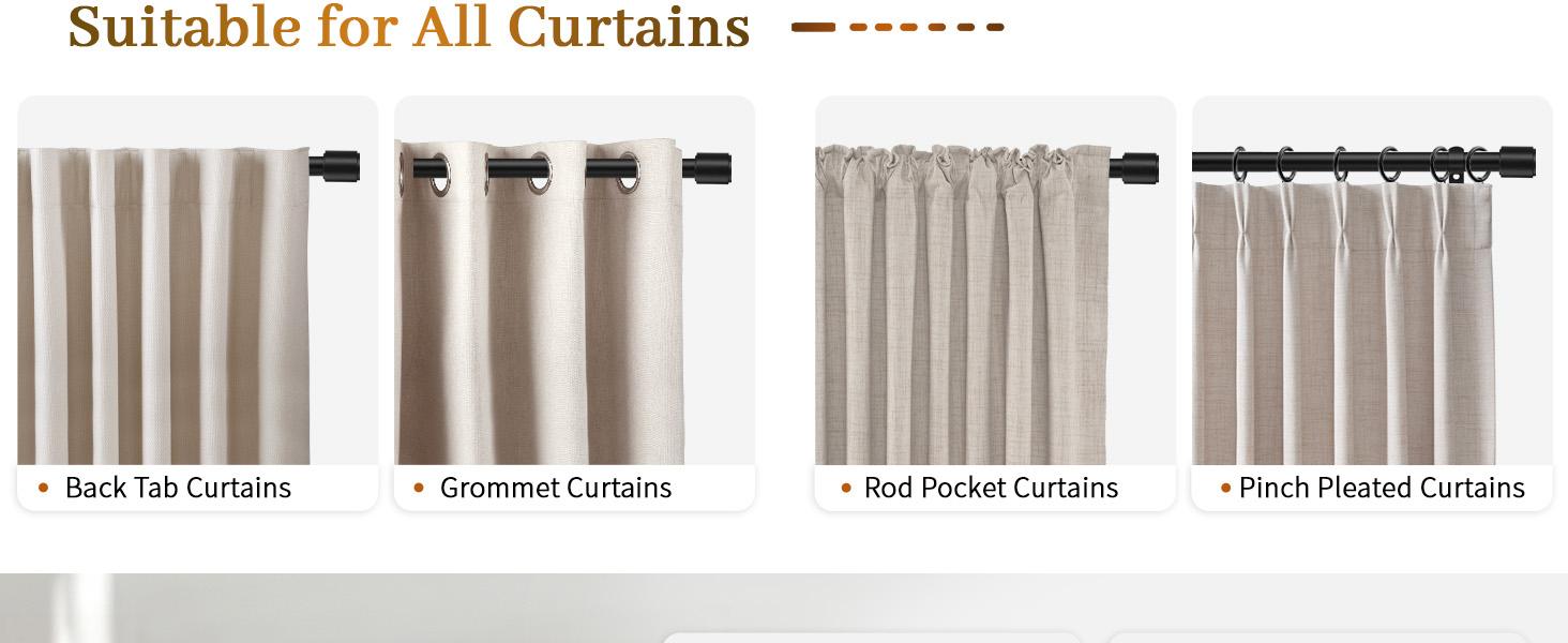 Inovaday Heavy Duty Stable Curtain Rods for windows, Adjustable Window Rod with Finials, 1 Inch Drapery Rod for Bedroom, Living Room, Outdoor Patio