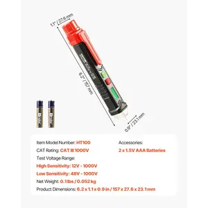 VEVOR Voltage Tester, Non-Contact Voltage Detector with Adjustable Sensitivity, Dual Range AC 12V-1000V/48V-1000V Live Null Wire Tester Pen with Visual and Audible Alarms, CAT III 1000V Rating