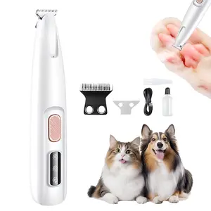 Rechargeable Pet Hair Trimmer Kit, Pet Paw Trimmer, Cordless Quiet Dog Trimmer for Grooming with LED Light, Small Dog Grooming Clippers for Dogs & Cats, Pet Grooming Tool,Waterproof, low noise pet shaver