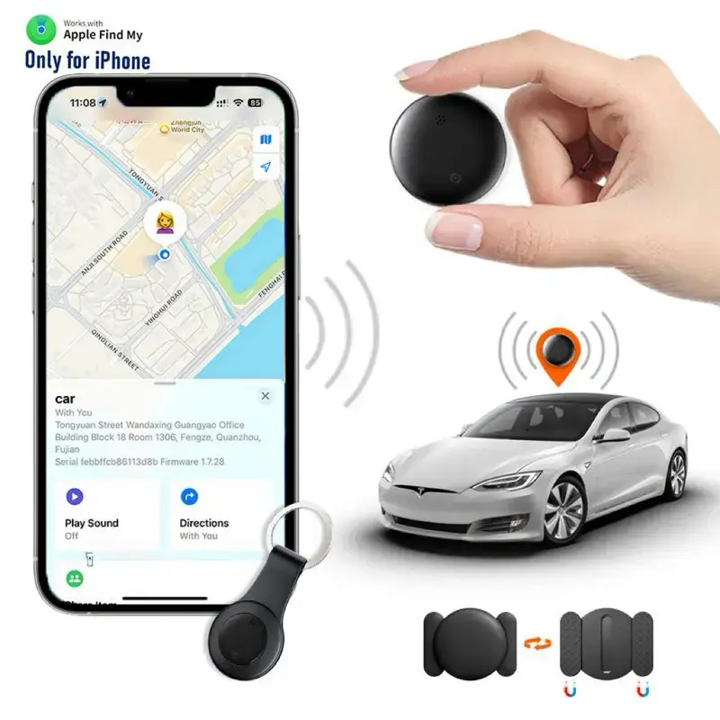 Magnetic Mini GPS Tracker Device with Waterproof Case, No Monthly Fee, Anti-lost Device, Pet Tracker, Works with Apple Find My