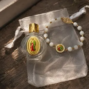 Recuerdos para bautizo 12sets, baptism party favor holy water bottle and white bracelet