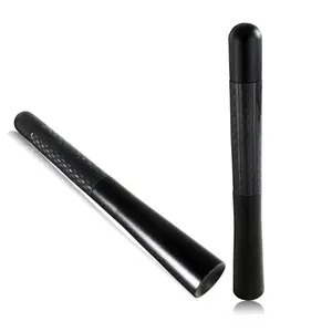 Universal JDM 4.75" Carbon Fiber Polished Black Aluminum Screw-On Short Antenna