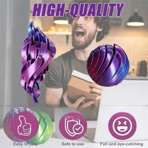 3D Printed Gear Sphere Fidget Ball - Hypnotic Slime Ball Spinner, Sensory Fidget, Stress & Anxiety Relief for Adults, Ideal for Office Home School Travel