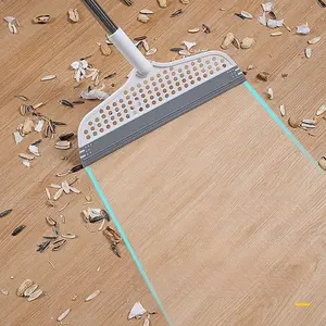 Magic Silicone Broom, 1 Count Pet Hair & Mess Cleaner for Floors, Living Room, Bathroom, Glass, Versatile Household Sweeper with Stainless Steel Handle