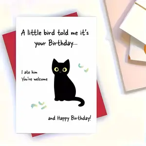 Fun Cat Birthday Greeting Card with Envelope - Humorous Happy Birthday Card for Anyone - Perfect for Christmas, Valentine's Day, New Year's Gift