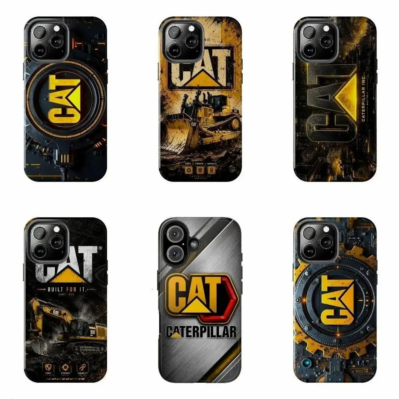 CAT Heavy Equipment Durable Silicone Phone Shell - Caterpillar Industrial Machinery Protective Accessory for iPhone 17 ProMax/16/15/14/13/12/11 Plus & Samsung Phones, Unisex