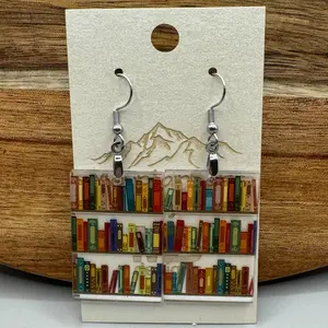 Acrylic Book Earrings - Wide Rectangles