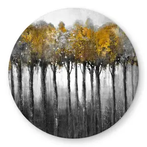 Begin Home Decor C1COAR55KXY8AL 5 x 5 ft. Illuminated Forest Round Outdoor Area Rug - Contemporary Landscape