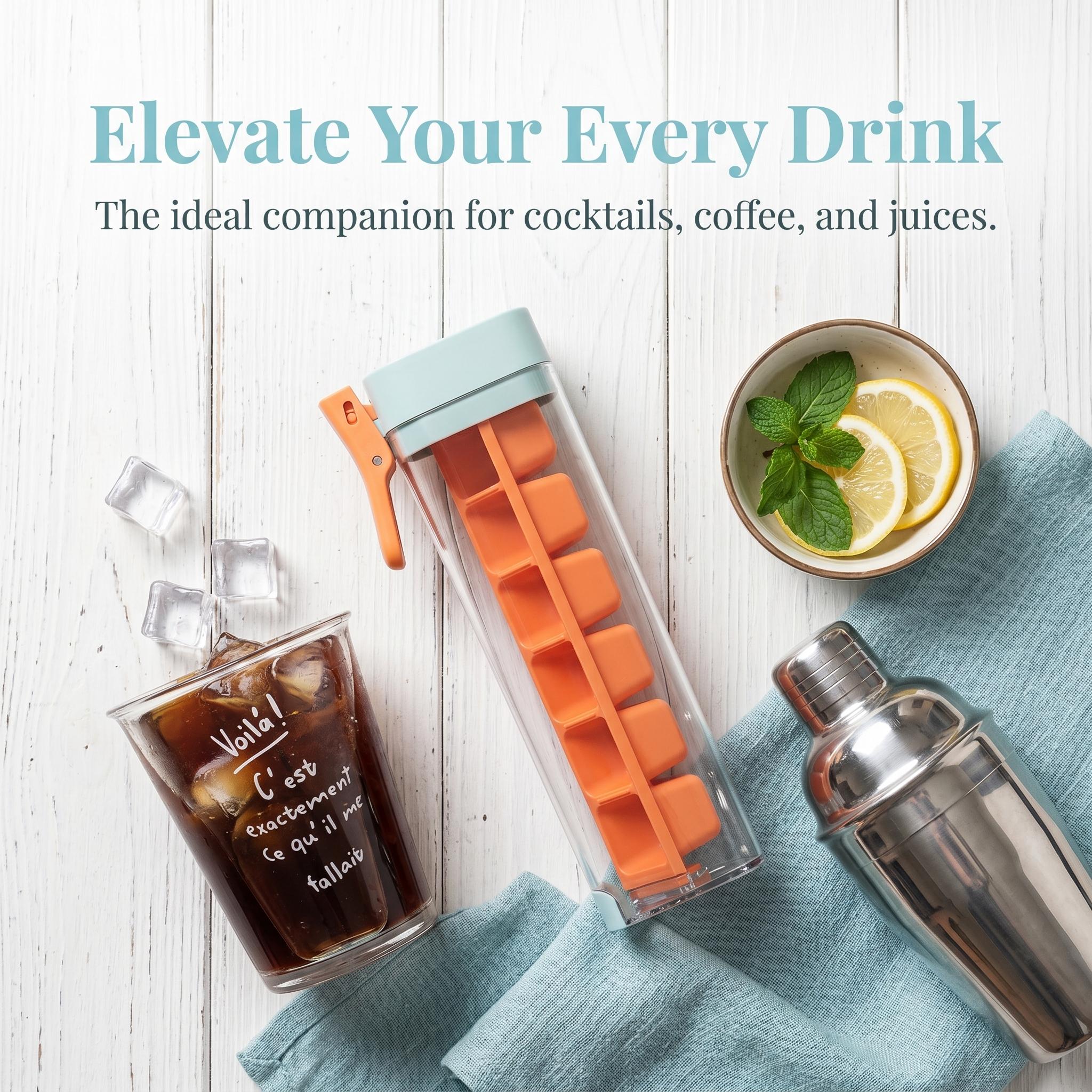 Ice Cube Mold, 6 Grids Per Tray, One-Click Ice Release Ice Box, Ideal for Cocktails, Whiskey & Summer Drinks-MM