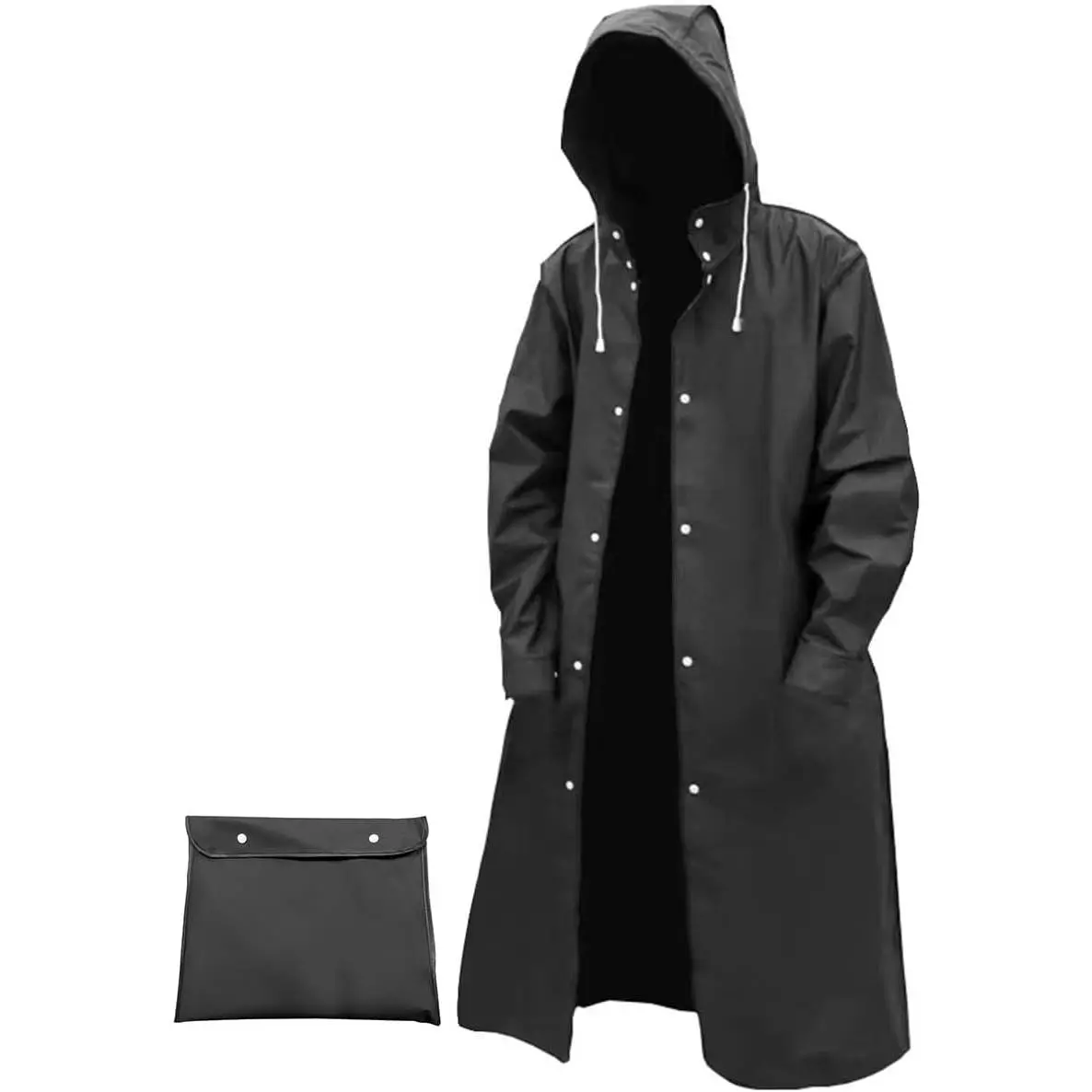 Men's  EVA Long Raincoat, Windproof  Trench Coat for Hiking Fishing  Walking Outdoor Activities
