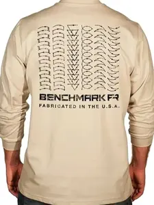 BENCHMARK FR Flame Resistant Long Sleeve Shirt with Chest Pocket - Weld Weave Graphic-clothing gift - graphic tee - shirt to men - soft Cotton Tshirt - trendy casual top - vintage Graphic T-shirt JXR