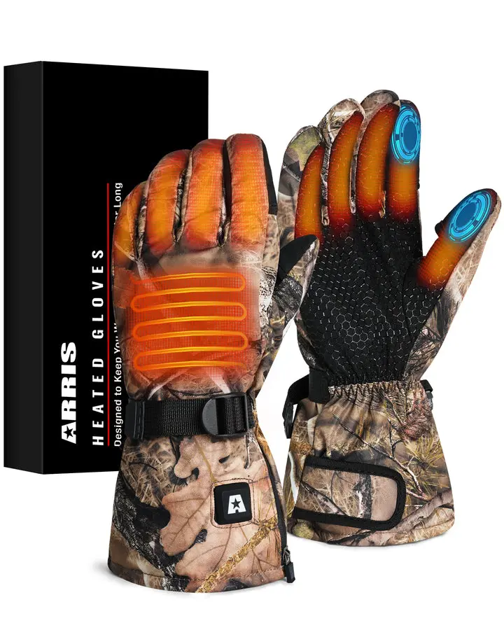 ARRIS Waterproof Heated Gloves with Rechargeable Battery, Electric Winter Gloves for Hunting, Hiking & Fishing