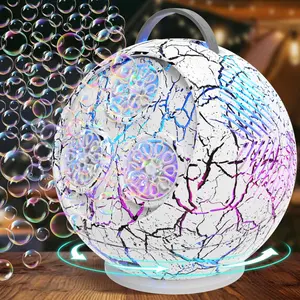 Bubble Machine for Kids 3+-45°/360° Rotating Bubble Blower with RGB LED Light,30000+ Per Minute,Bubble Maker for Boys Girls,Easter (White Crack)