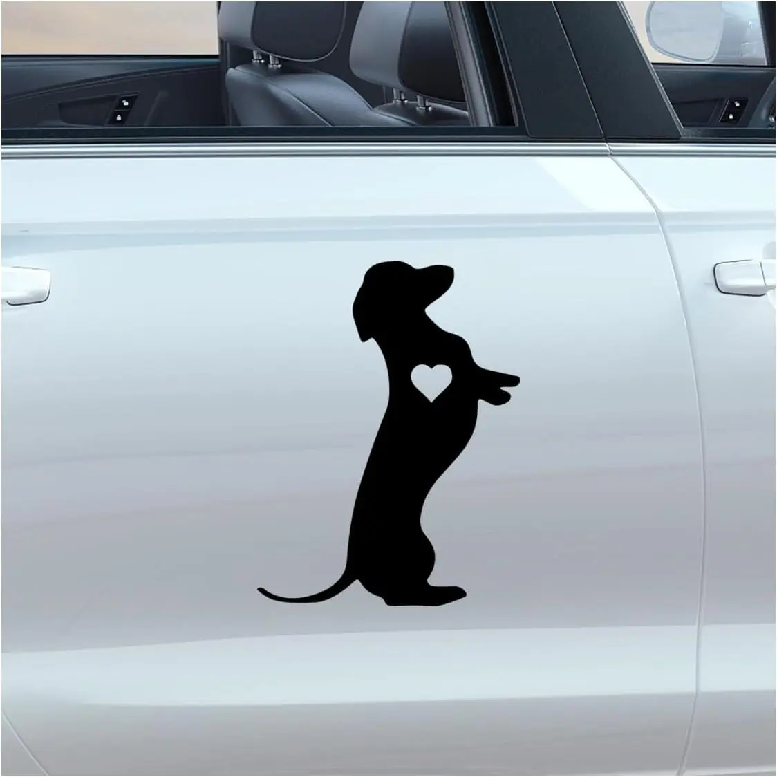 5.5" Dachshund Heart  Vinyl Decal,   Bumper Sticker for , , Wall, Laptop (Black)