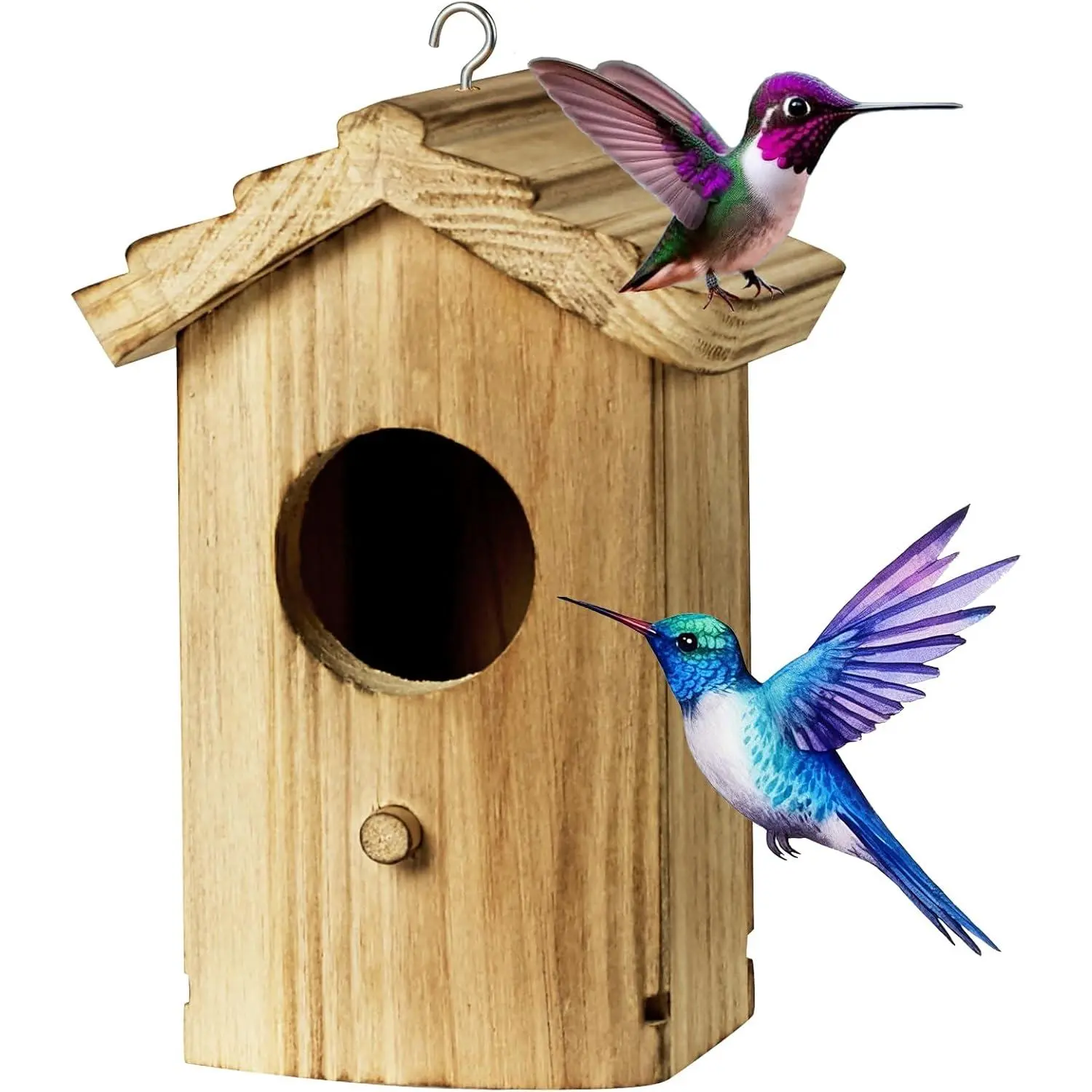 Hummingbird House for Outdoors, Wooden Mini Bird House, Durable Nesting Box for Hummingbird, Weather-Resistant Hummingbird House ( 5.9 * 3.7 * 4.1 inch)