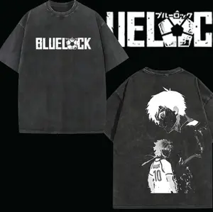 valentine shirts KAISER x ISAGI Blue Lock Anime Double Printed Vintage Washed Tee Unisex Oversize Anime Manga Washed Heavyweight Cotton T-shirt, Gift For Anime Fan, Anime Lover