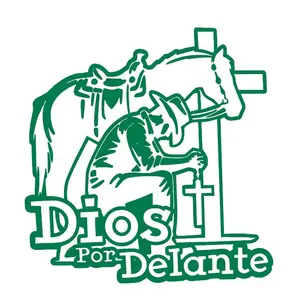Radiant Dios Por Delante Vaquero Vinyl Decal Sticker UV & Waterproof Bumper Window Laptop Automotive Water Bottle Gift accessories – GREEN 5.2"