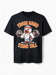 Funny Retro Muscular Duck Graphic T-Shirt for Men Gym Shirt Beast Mode Workout Apparel Casual Streetwear Gift for Him Gift for Husband