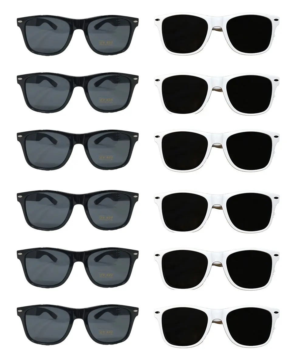 TheGag White Black Wedding Party Sunglasses (48) Bulk Sunglasses Wholesale Party Pack 24 White 24 Black Premium Quality Plastic-Wholesale Bulk Adults Women Men