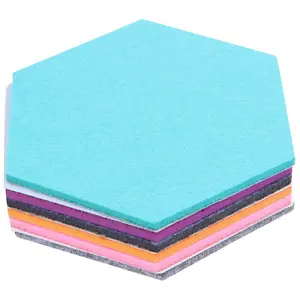Set Of 6 Hexagon Felt Pin Board Self Adhesive Bulletin Memo Photo Cork Boards Colorful Foam Wall Decorative Tiles With 6 Pushpins 5.5 x 5 x 0.2 Inches