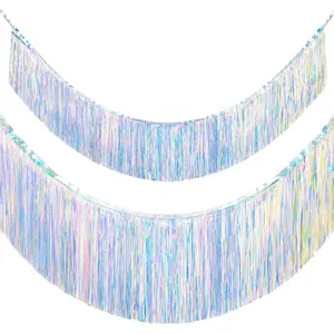 Gorgeous Holographic Fringe Banner for Party Decorations - 4 LayersThick, 2 Pack |   Fringe Tassel Garland Party Streamers for Birthday Wedding Graduation Christmas  Decor