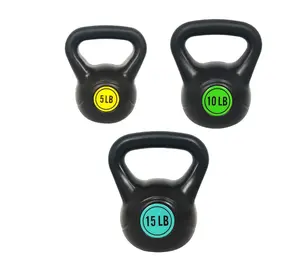 5 10 15lbs Wide Grip Kettlebell, Black
