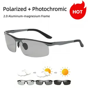 Polarized Photochromic HD Sunglasses for Men Women UV400 Protection Ultralight Eyewear Day Night Safety Glasses for Fishing Golf Outdoor Activities Classic Rectangular Design