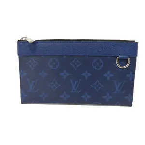 Pre-owned Louis Vuitton Calfskin Small Leather Goods Pochette Discovery PM Taiga Monogram Pouch