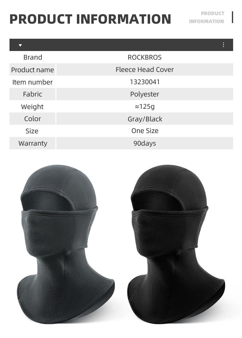 ROCKBROS Winter Balaclava Ski Mask Neck Warmer Hood Cold Weather Thermal Fleece Face Cover with Anti-Dust Protection for Outdoor Sports