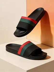 Striped Eva Slippers Indoor Outdoor Anti-Slip Thick Sole Soft Bottom Plastic Bath Bathroom Cool Slipper Men, Comfortable and Durable