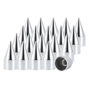 33mm x 4 1/4" Thread-On Chrome Spike Lug Nut Covers, ABS Plastic Pointed Screw-On Caps for Semi-Trucks