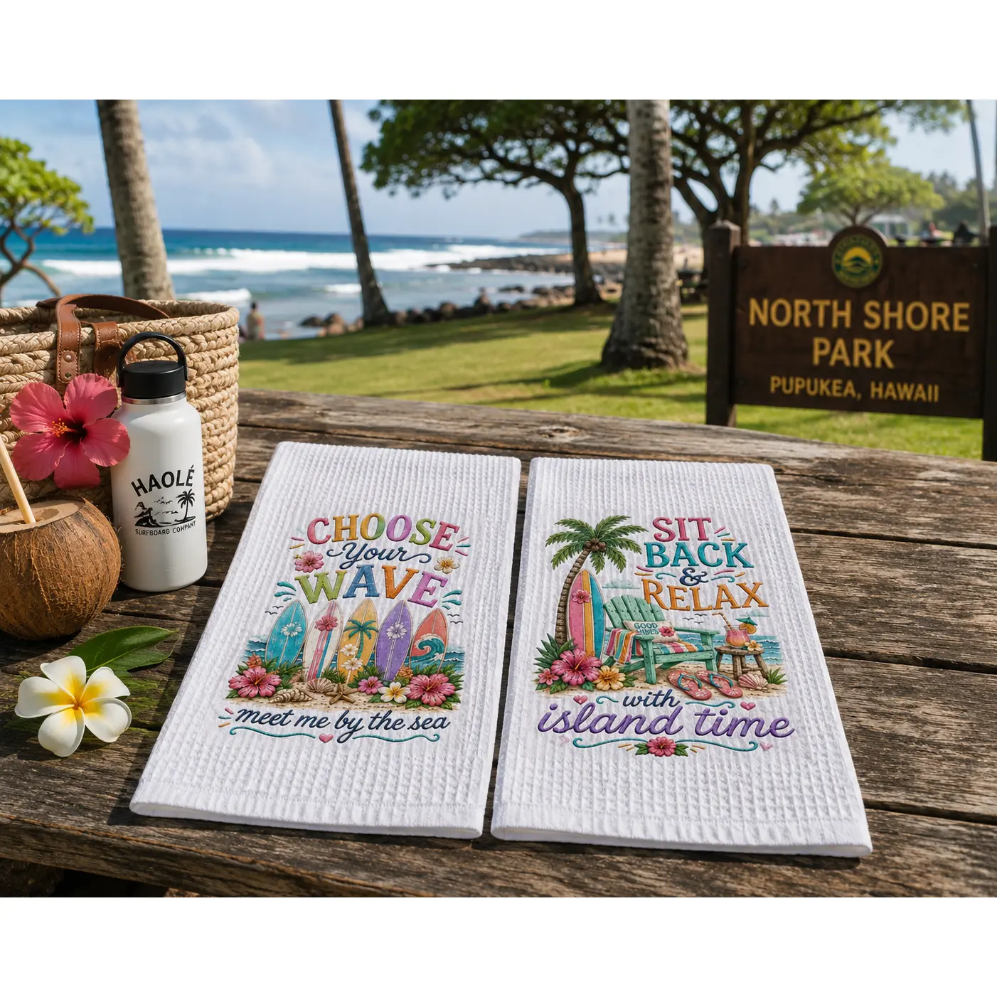 Choose Your Wave & Island Time Kitchen Towel Set