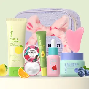 Fruit Skin Care Kit, Hydrating Set, 1 Set Facial Cleanser & Eye Cream & Serum & Moisturizer & Scraper & Hair Tie & Makeup Bag, Skin Moisturizing Care Kit for Women & Girls, Best Gift #TOP PICKS
