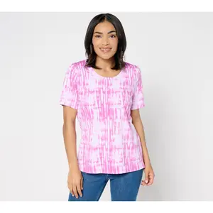 Denim & Co. Printed Favorite Jersey Short-Sleeve Scoopneck Top
