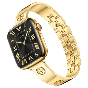 Luxury Watch Band Compatible with Apple Watch Series 1–11, SE & Ultra (38–49mm) – Stainless Steel Dressy Bracelet Strap for Women