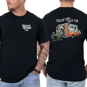 Treat ’Em & Yeet ’Em EMT T-Shirt, Funny Paramedic Ambulance Graphic Tee, EMS Humor Shirt for First Responders, Gift for EMT & Paramedics