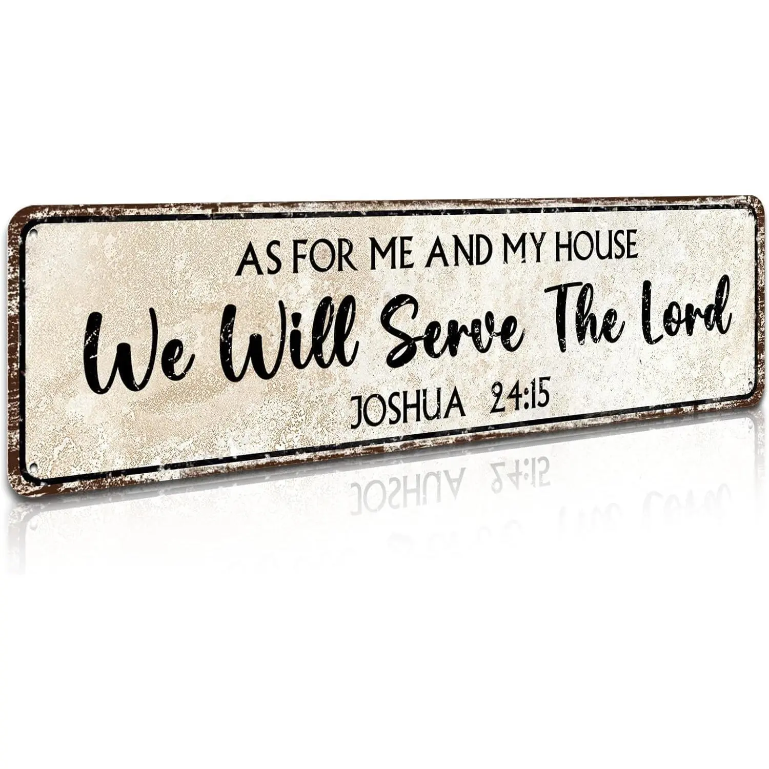 Christian Wall Art Decor - Religious Bible Verses Sign for Gifts, Home, Living Room & Bedroom - Inspirational Scripture Quotes Signs - Joshua 24:15 As for Me We Will Serve The Lord, 4x16 Inch Metal