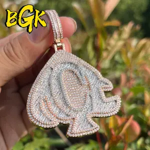 BGK - Prong Setting Ace Necklace for Men Baguette  Pendant Real Golden Plated  Jewelry Valentine's Day Gift for Men & Women & Boy & Girl Mothers' Day Gift #Springtok