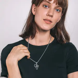 FaithHeart National Borders African Map Lion Necklace Stainless Steel