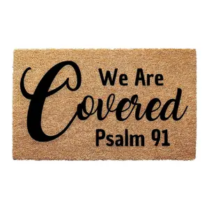 We Are Covered by Psalm 91 Doormat, Christian Doormat, Religious Doormat, Housewarming Gift, Front Door Decor, Bible Verse Doormat