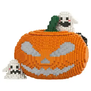 Pumpkin Ghost Bowl Micro Building Blocks Set, 7610PCS DIY Collectible Figure, Cute Halloween Creative Project Gift