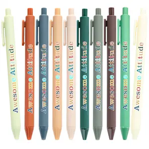 10Pcs Awesome Attitude Ballpoint Pens - Soft Pastel Colors, Smooth Quick-Writing Black Ink, Comfortable to Hold, Ideal for Daily Use & Gifting to Classmates