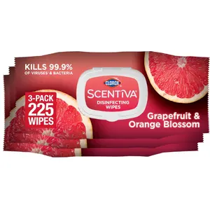 CLOROX Scentiva Disinfecting Wipes, Grapefruit and Orange Blossom, 75 Ct., Pack of 3 (Pack May vary)