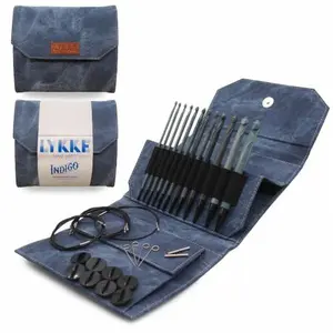 Lykke Indigo 6" Interchangeable Tunisian Crochet Hook Set with Carrying Case | 12 Crochet Hooks Size US E - P