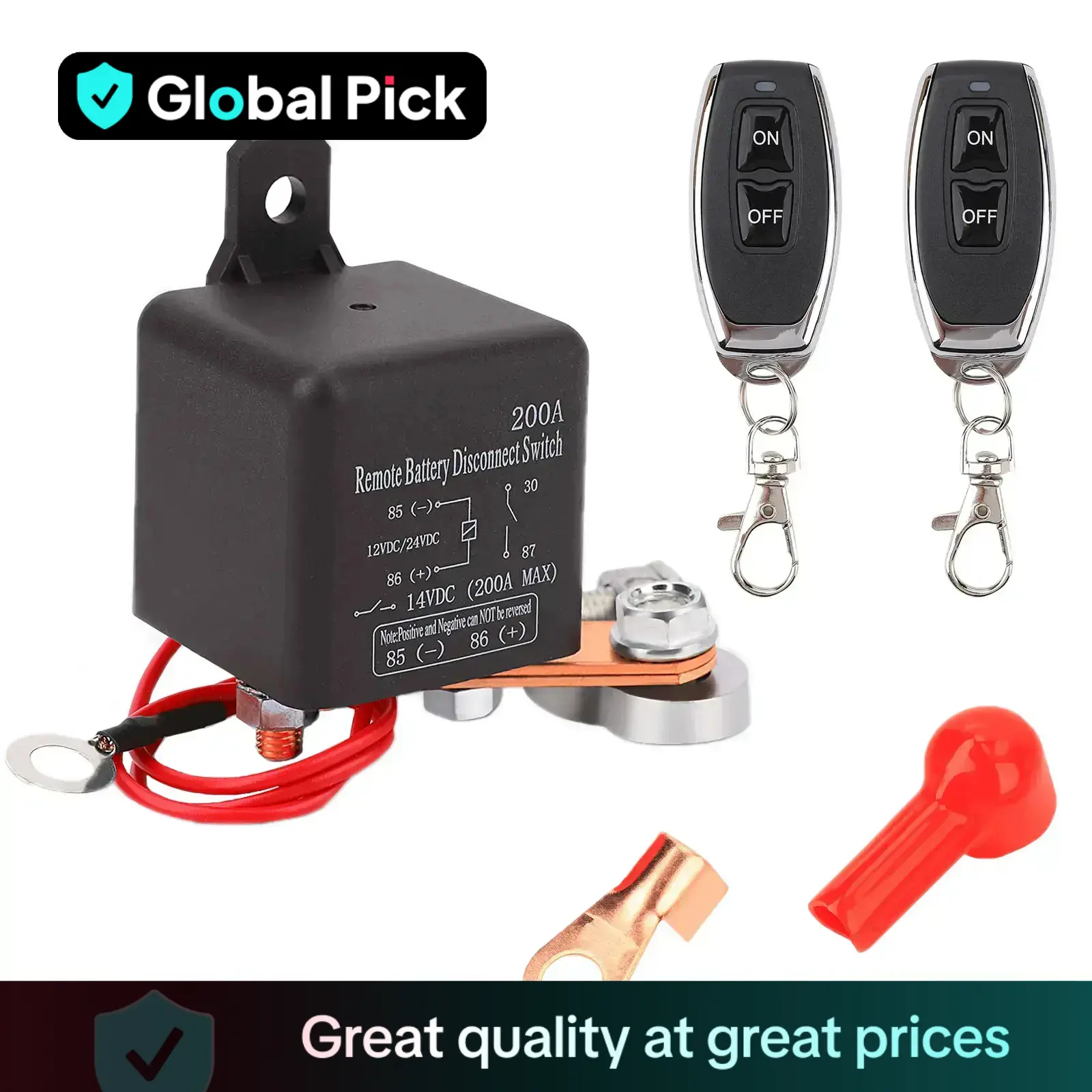200A 12V DC Car Battery Disconnect Switch Set, Remote Battery Switch Isolator, Car Battery Switch Isolator, Car Electrical Appliances for Cars Trucks